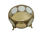 Vintage Stylebuilt Ormolu Filigree 8 Panel Beveled Glass Jewelry Casket Box Nice