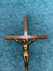 Vintage Wooden Metal Crucifix Cross Jesus Christ Religious 10  Wall Hanging Inri