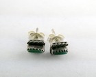 Southwestern Sterling Silver Green Turquoise Tiny Stud Earrings  8g 5 53mm Long