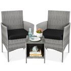 3-piece Outdoor Wicker Bistro Set - Space-saving Patio Furniture With Side Table