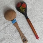 Mongolia Kenya Wood Carved Spoon 15cm Red-black Pattern Used