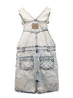 Vintage Slick Overalls Shorts Mens Large Acid Wash Denim Baggy 90s 35x10 Jean