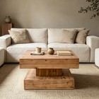 31 50  Rustic Square Solid Wood Coffee Table For Living Room Center Tea Table