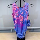 Gk Elite Adult Large Al Purple Pink Splatter Gymnastics Leotard   Scrunchie Nwt
