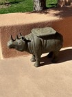 Antique Balinese Large Bronze Rhino Statue Plant Stand Garden Sculpture Table