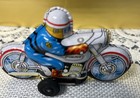Vintage Tin Friction Police Motorcycle Toy Made In Japan 4   as Is 
