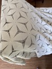 Vtg Hand Crocheted Afghan Throw Blanket Cream Ivory Cottage Farmhouse Chic 88x77