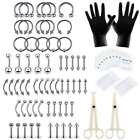 84pcs Professional Body Piercing Tool Kit Ear Lip Tongue Nose Navel Nipple Rings