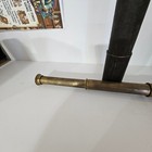 Antique French Brass 3-draw Spyglass Telescope With Leather Grip And Case