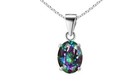 925 Sterling Silver Mystic Oval Cut Pendant Necklace And Earring Set For Women