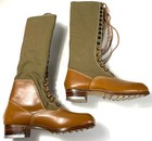 Wwii German M31 Afrika Korp Desert Combat Field Leather Web Knee Boots-size 13