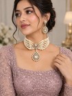 Victorian Pearl Choker Necklace Earrings Set   Brass Gold Plated   Aaa Ad Jewelr