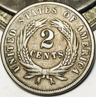 1864 Two Cent Piece 2c Civil War Date Large Motto Us Copper Coin Cc30714