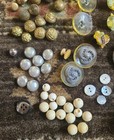 Large Lot Antique Victorian Vintage Buttons Celluloid  Metal  Glass  Shell  Etc