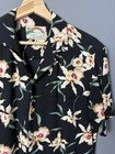 Vintage Paradise Found Mens S Black Hawaiian Floral Print Rayon Camp Shirt Read