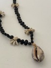 Hawaiian Lei Necklace Black Sea Beans And Hawaiian Cowrie Sea Shells Flowers 18   