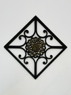 Ornate Architecture Rustic 9 5    Square Iron Wall Decor Antique Brass Finish