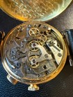 Rare Vintage 1930s Lemania 18k Gold Monopusher Chronograph Enamel Dial 38mm