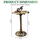 Bronze Bird Bath Outdoor Resin Garde Birdfeeder Pedestal Lotus Water Feeder Bowl