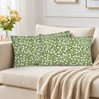 Green Lumbar Pillow Covers 12x20  Spring Floral Lumbar Decorative Throw 
