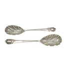 Pair Of Antique Victorian Sterling Silver Jam preserver Spoons In Case 1900