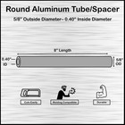 Aluminum Spacer-tubing- 5 8  Od X 0 40  Id X 8  Long--fits M10 Or 3 8  Bolts