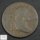 1804 Plain 4 No Stems Draped Bust Copper Half Cent 1 2c