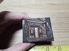 Vintage Letterpress Printer Block Asian Man Hanging Printing Sign On Building
