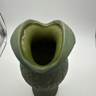 Vntg Mccoy Art Pottery Vase Matte Green Sunburst Handles 9    Tall