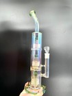 16  Heavy Thick Iridescent Glass Water Pipe W skull Herb Catcher Premium Green