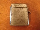 Antique Gun Metal   Sterling Silver Overlay Decorated Match Safe   Sapphire