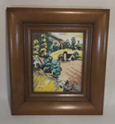 Vintage Margo Alexander Provincial Framed Print  Americana Landscape  Folk Art