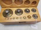 Weights  Set Of  12  Vintage Brass Apothecary Weights In Wooden Box