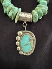 Sterling Silver  ilc  Turq Nugget Necklace W Turquoise Pendant  Native American