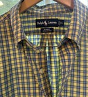 Vintage Ralph Lauren Shirt Men Xl Yellow Blue Plaid Blake Pony Preppy