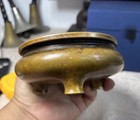        Antique 19th Century Chinese Gilt Bronze Scholar Incense Pot Burner