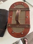 Vintage Houndstooth Waxed Canvas   Leather  Wood Wine Box   Polo   Preppy