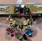 Antique  colorado  Brooch With Mother Of Pearl And Rhinestones  