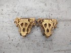 Antique Pair Brass Filigree Molded Celluloid Faux Coral Flower Dress Scarf Clips