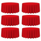 6 Pack Round Tablecloths 132 Inch - Circle Bulk Linen 132 In  6 Pack Red