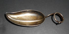 Vtg   Leaf Shaped Tea Caddy Spoon W scroll Handle  sterling Silver   Unpolished