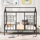 Twin full Size House Bed Metal Loft Bed With Roof Heavy Duty Bed Frames Kids Bed