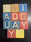 1930s   40s Disney Wooden Alphabet Blocks Halsam Mickey Pluto Figaro Fiddler Pig