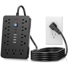 Jouleloom 5ft Flat Plug Surge Protector 11 Ac Outlets 6 Usb C Power Strip