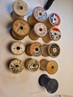 Lot Of 13 Thread Spools Various Brands Wood Crafts Vintage Sewing