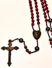 Very Rare Antique Red Metal Beaded Nuns Habit Rosary W  Our Lady Of Lourdes 64 