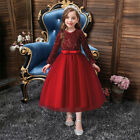 Kids Flower Girls Long Sleeve Maxi Dress Bridesmaid Wedding Party Pageant Gown