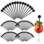 240 Pcs 7  Black Cocktail Swizzle Sticks - Disposable Drink Stirrers For Bar  Co