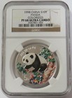 1998 Silver China 5 Yuan Multi-color 1 2oz Panda Ngc Proof 68 Ultra Cameo