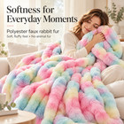 Homyo Faux Rabbit Fur Throw Blanket 50x60 Multicolor 540gsm Bubble Soft Couch